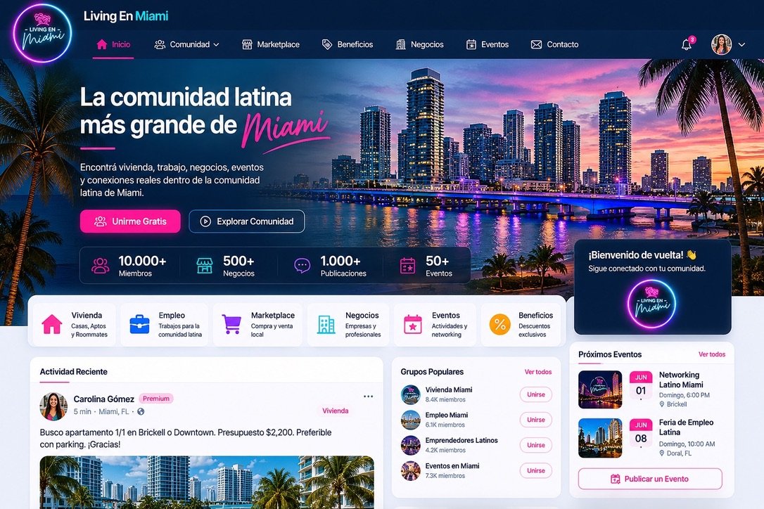 Sitio web de Living en Miami, comunidad latina en Miami